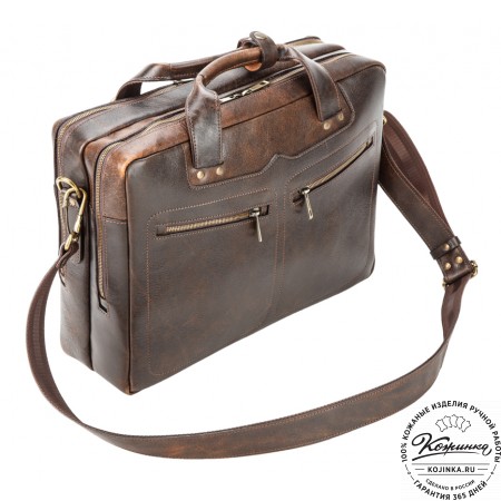 Кожаная мужская сумка-рюкзак "Генри" (коричневый эксклюзив)